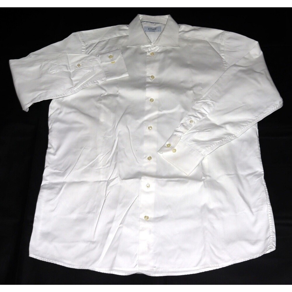 ETON Contemporary Men's Long Sleeve Button Front White Shirt Size XL 43/17